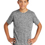 Sport-Tek Youth Electric Heather Moisture Wicking Short Sleeve Crewneck T-Shirt - Black Electric