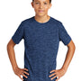 Sport-Tek Youth Electric Heather Moisture Wicking Short Sleeve Crewneck T-Shirt - Carolina Blue True Navy Blue Electric