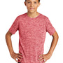 Sport-Tek Youth Electric Heather Moisture Wicking Short Sleeve Crewneck T-Shirt - Deep Red Electric