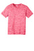 Sport-Tek YST390 Youth Electric Heather Moisture Wicking Short Sleeve Crewneck T-Shirt Power Pink Electric Flat Front