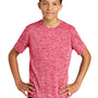 Sport-Tek Youth Electric Heather Moisture Wicking Short Sleeve Crewneck T-Shirt - Power Pink Electric