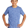 Sport-Tek Youth Electric Heather Moisture Wicking Short Sleeve Crewneck T-Shirt - True Royal Blue Electric