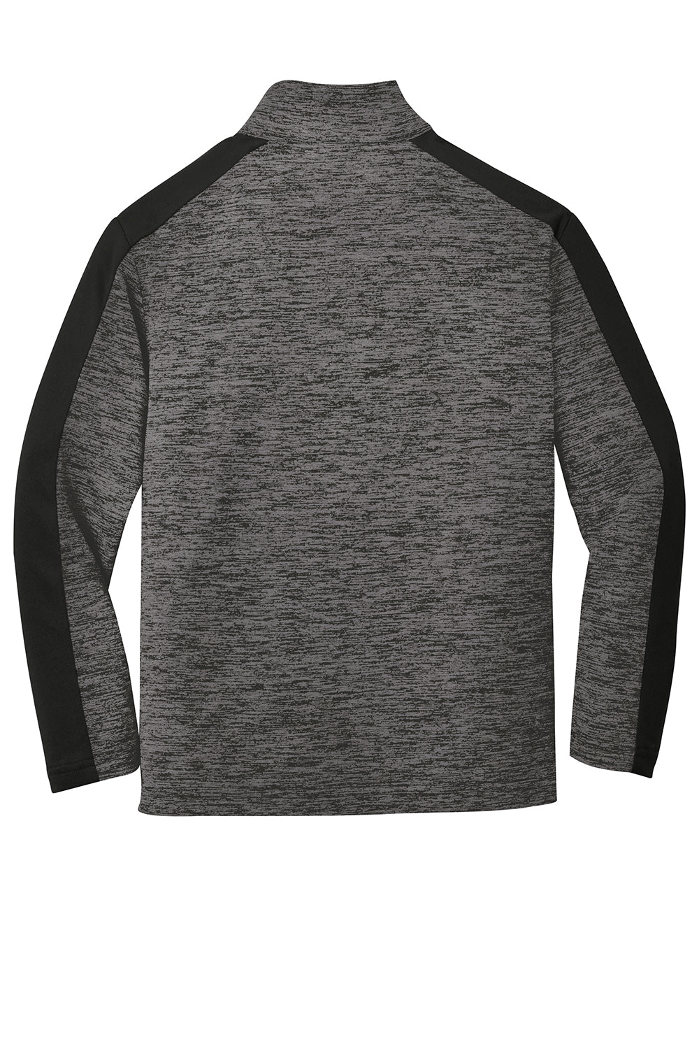 Sport-Tek YST397 Youth Electric Heather Moisture Wicking 1/4 Zip Sweatshirt Grey Black Electric/Black Flat Back