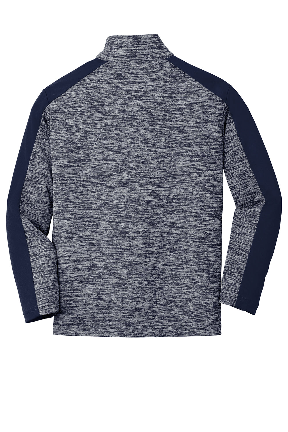 Sport-Tek YST397 Youth Electric Heather Moisture Wicking 1/4 Zip Sweatshirt True Navy Blue Electric/True Navy Blue Flat Back