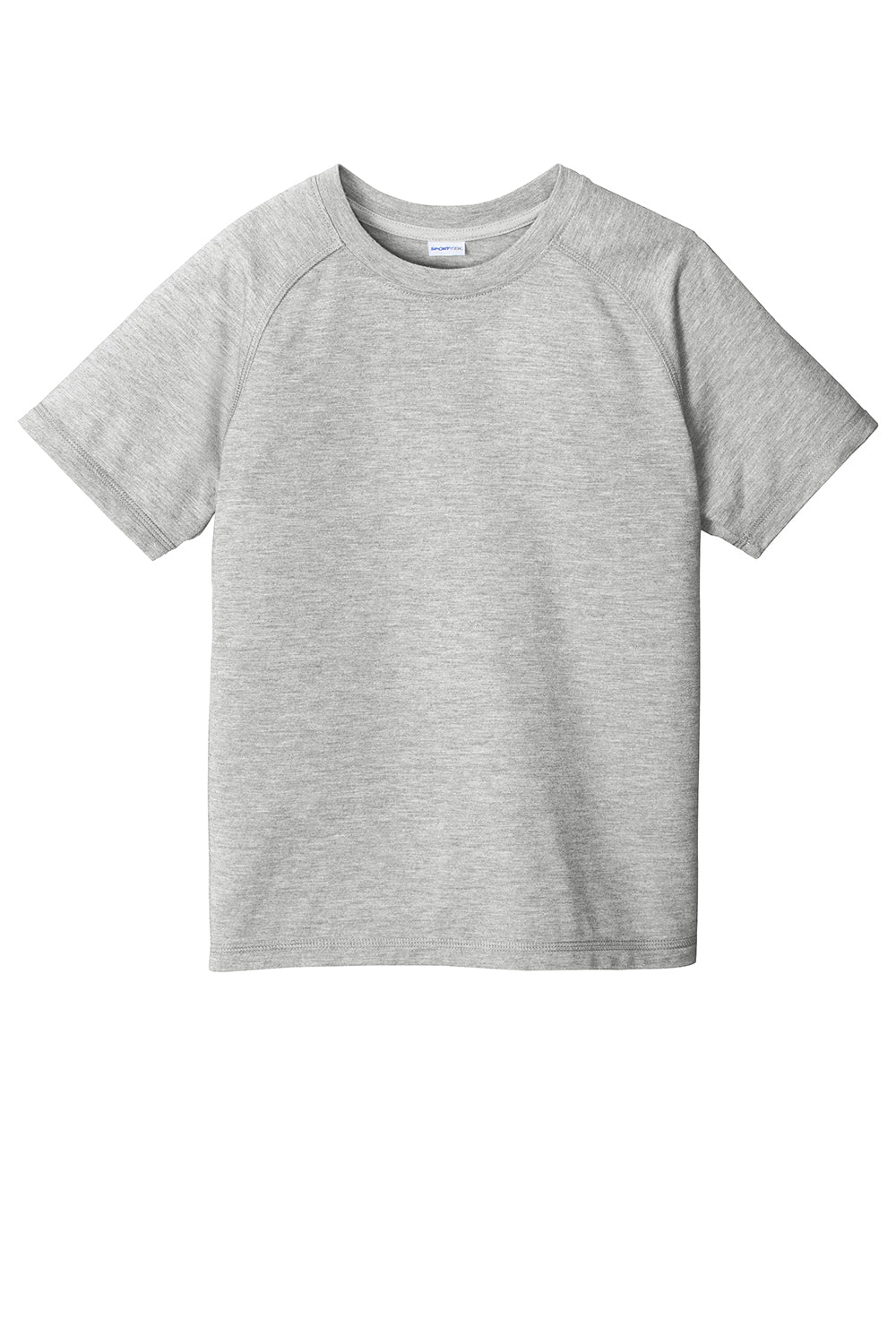 Sport-Tek YST400 Youth Moisture Wicking Short Sleeve Crewneck T-Shirt Heather Light Grey Flat Front