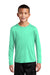 Sport-Tek YST420LS Youth Moisture Wicking Long Sleeve Crewneck T-Shirt Bright Seafoam Green Model Front