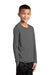 Sport-Tek YST420LS Youth Moisture Wicking Long Sleeve Crewneck T-Shirt Dark Smoke Grey Model 3q