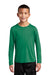 Sport-Tek YST420LS Youth Moisture Wicking Long Sleeve Crewneck T-Shirt Kelly Green Model Front