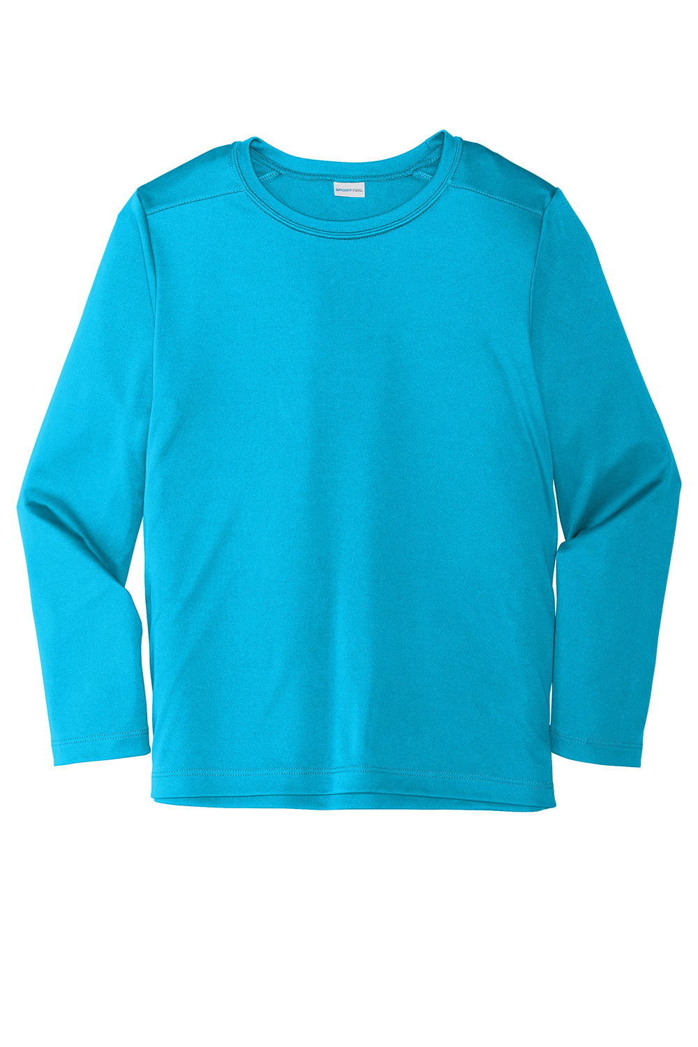 Sport-Tek YST420LS Youth Moisture Wicking Long Sleeve Crewneck T-Shirt Sapphire Blue Flat Front