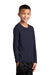 Sport-Tek YST420LS Youth Moisture Wicking Long Sleeve Crewneck T-Shirt True Navy Blue Model 3q