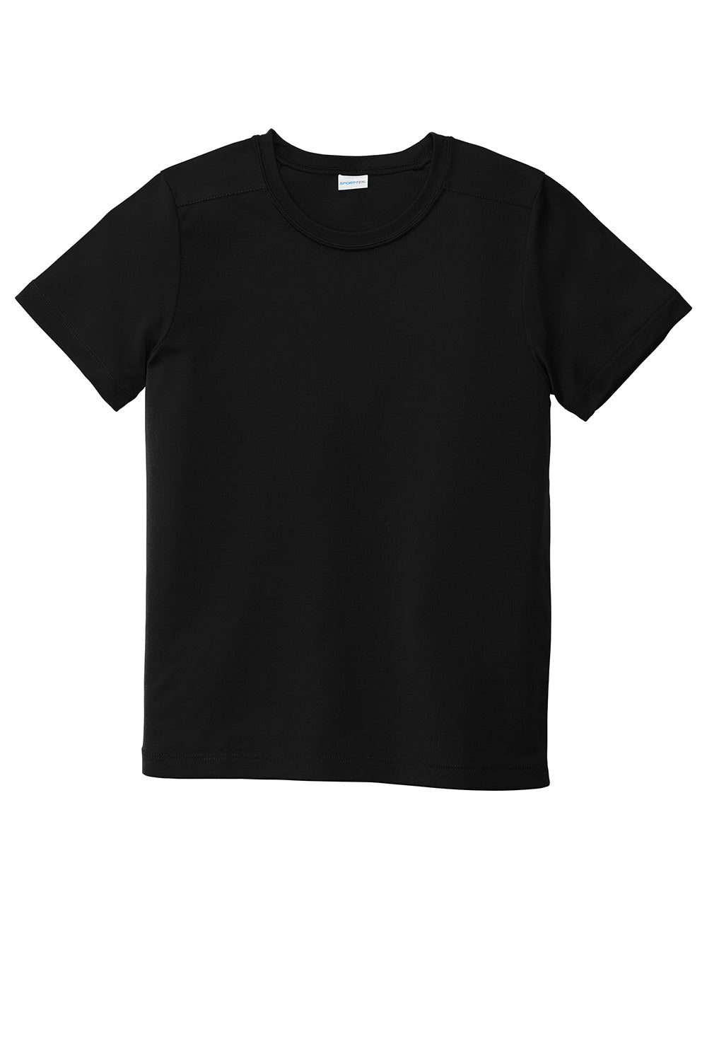 Sport-Tek YST420 Youth Moisture Wicking Short Sleeve Crewneck T-Shirt Black Flat Front