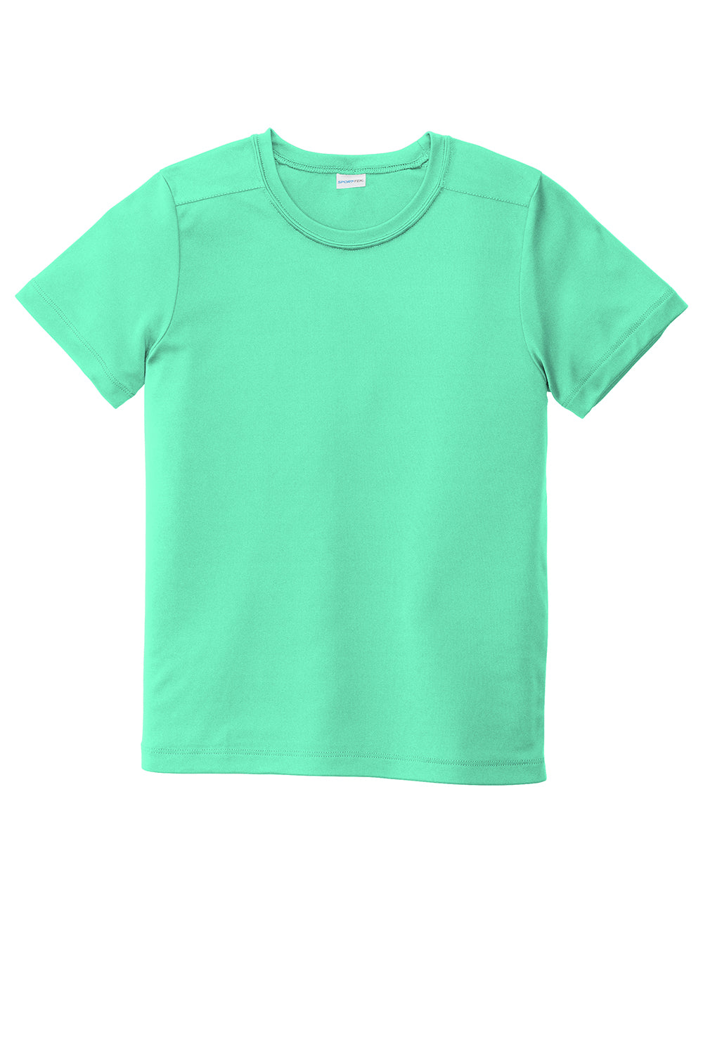 Sport-Tek YST420 Youth Moisture Wicking Short Sleeve Crewneck T-Shirt Bright Seafoam Green Flat Front