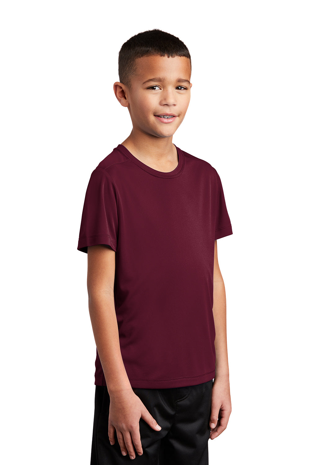 Sport-Tek YST420 Youth Moisture Wicking Short Sleeve Crewneck T-Shirt Cardinal Red Model 3q