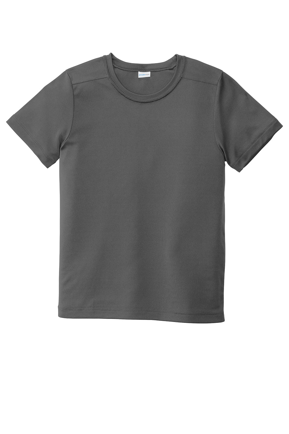 Sport-Tek YST420 Youth Moisture Wicking Short Sleeve Crewneck T-Shirt Dark Smoke Grey Flat Front