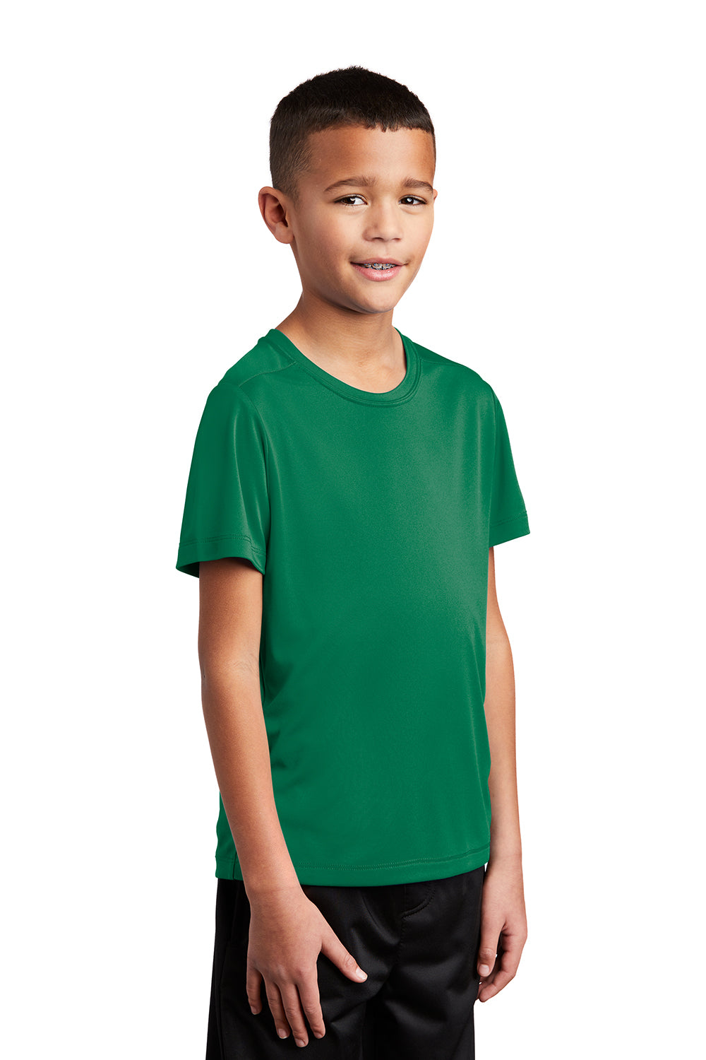 Sport-Tek YST420 Youth Moisture Wicking Short Sleeve Crewneck T-Shirt Kelly Green Model 3q