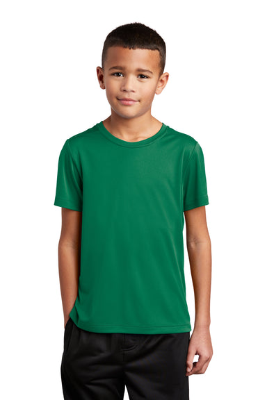 Sport-Tek YST420 Youth Moisture Wicking Short Sleeve Crewneck T-Shirt Kelly Green Model Front