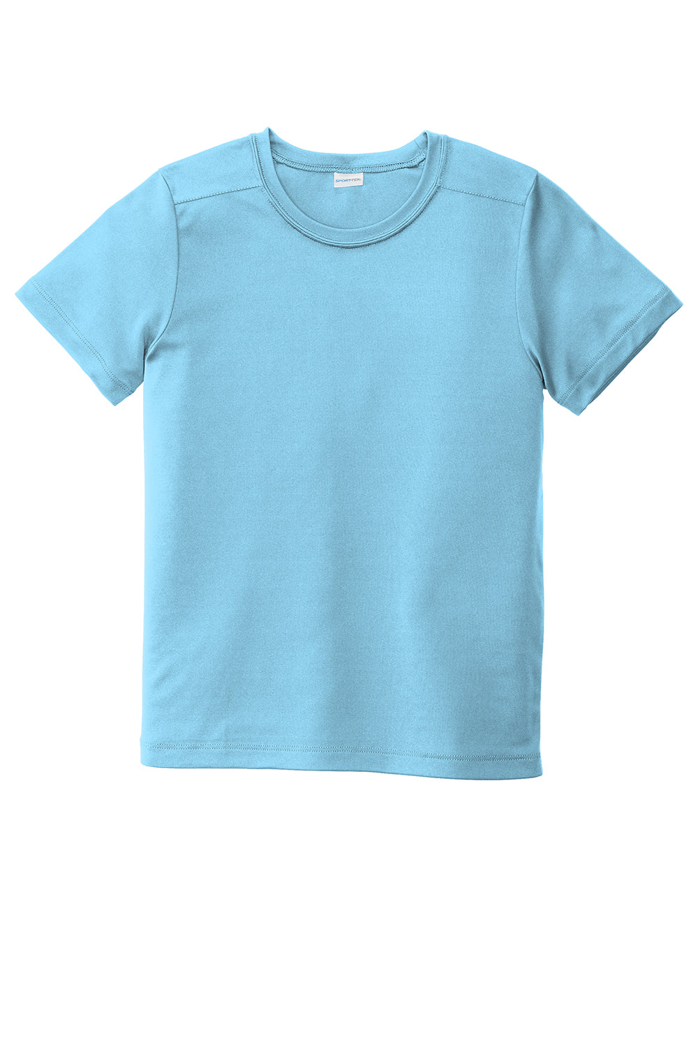 Sport-Tek YST420 Youth Moisture Wicking Short Sleeve Crewneck T-Shirt Light Blue Flat Front