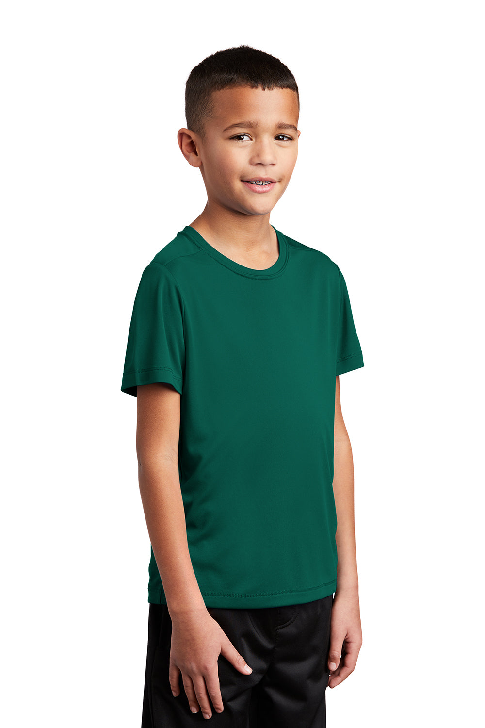 Sport-Tek YST420 Youth Moisture Wicking Short Sleeve Crewneck T-Shirt Marine Green Model 3q