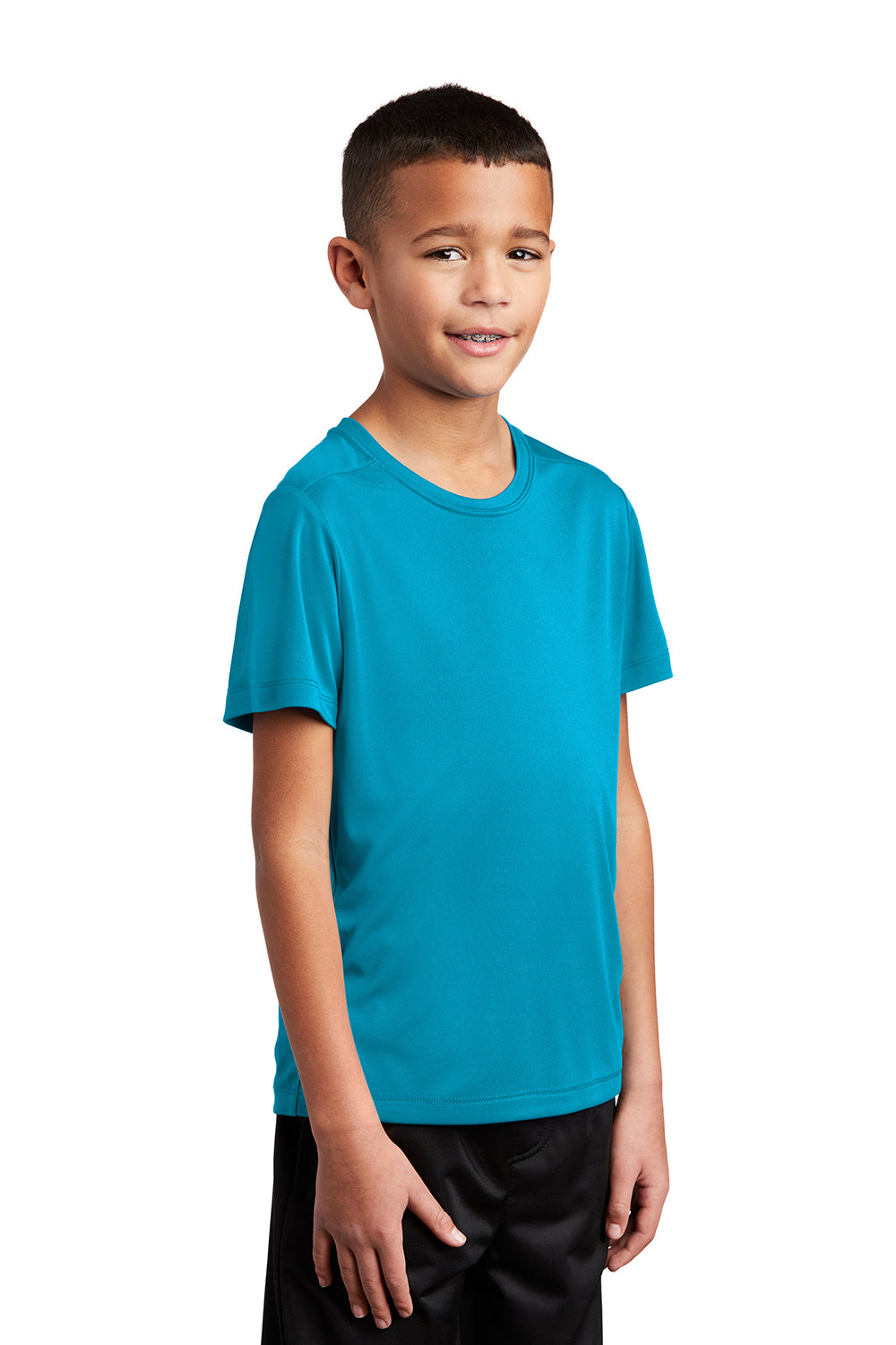 Sport-Tek YST420 Youth Moisture Wicking Short Sleeve Crewneck T-Shirt Sapphire Blue Model 3q