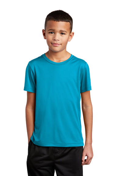 Sport-Tek YST420 Youth Moisture Wicking Short Sleeve Crewneck T-Shirt Sapphire Blue Model Front