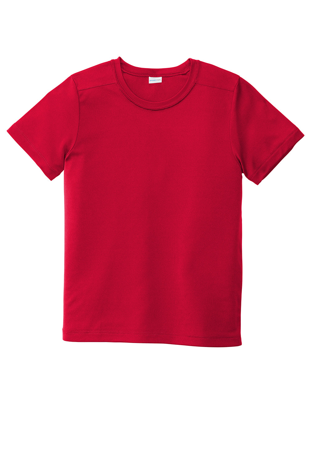 Sport-Tek YST420 Youth Moisture Wicking Short Sleeve Crewneck T-Shirt True Red Flat Front