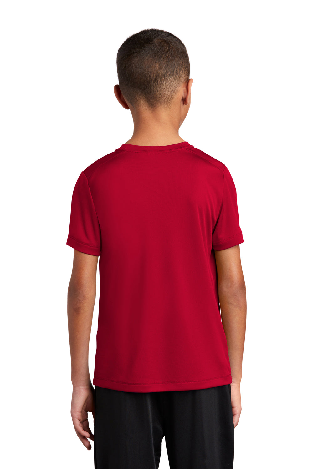 Sport-Tek YST420 Youth Moisture Wicking Short Sleeve Crewneck T-Shirt True Red Model Back