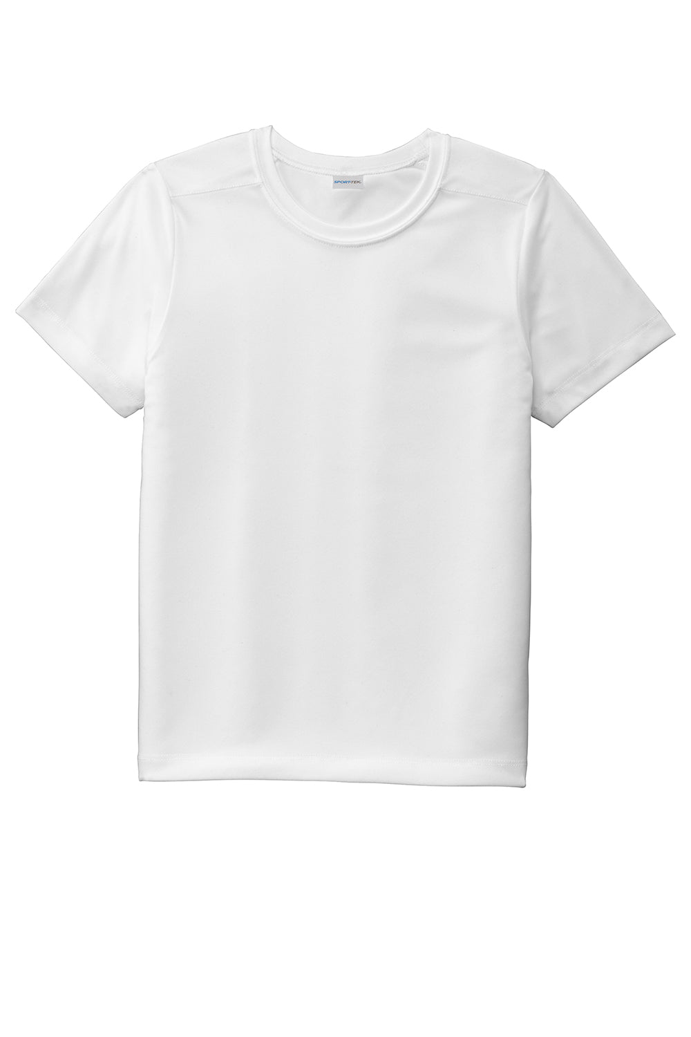 Sport-Tek YST420 Youth Moisture Wicking Short Sleeve Crewneck T-Shirt White Flat Front