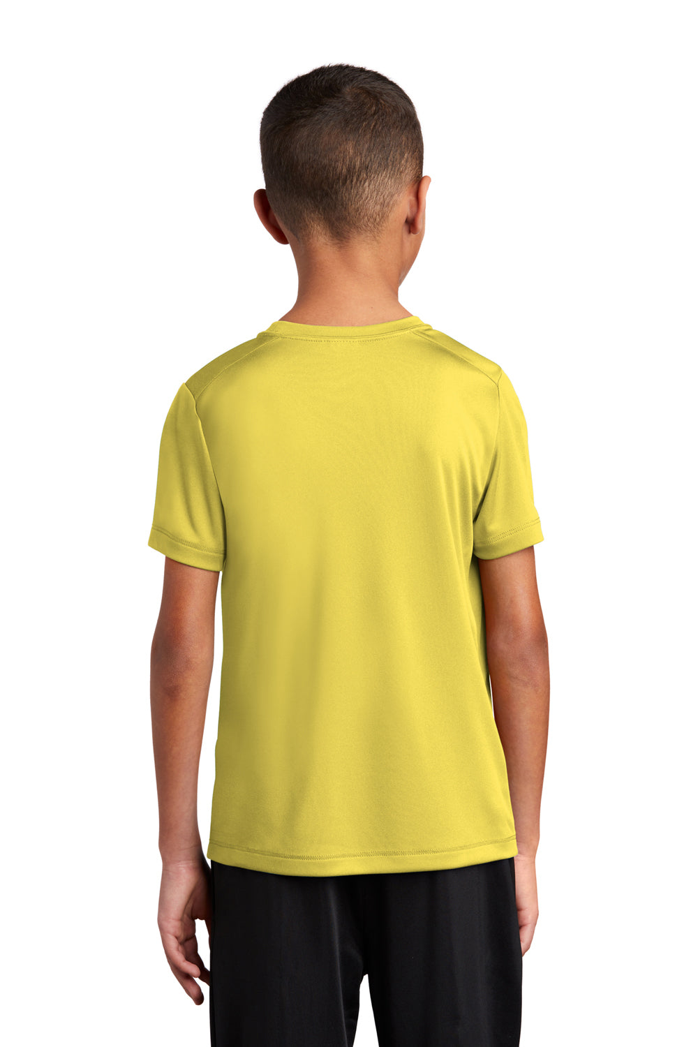 Sport-Tek YST420 Youth Moisture Wicking Short Sleeve Crewneck T-Shirt Yellow Model Back