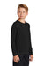 Sport-Tek YST470LS Youth Rashguard Moisture Wicking Long Sleeve Crewneck T-Shirt Black Model 3q