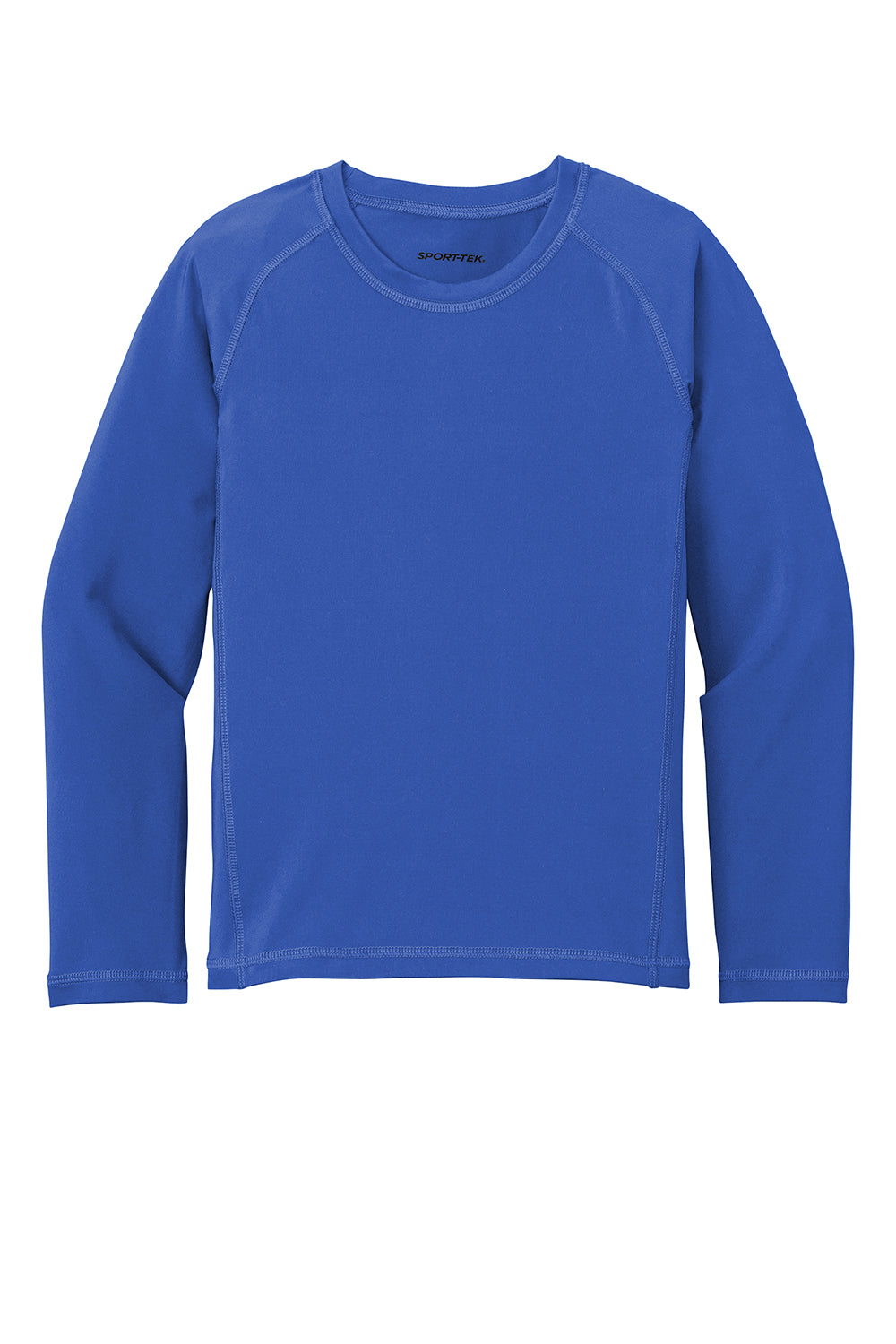 Sport-Tek YST470LS Youth Rashguard Moisture Wicking Long Sleeve Crewneck T-Shirt True Royal Blue Flat Front