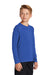 Sport-Tek YST470LS Youth Rashguard Moisture Wicking Long Sleeve Crewneck T-Shirt True Royal Blue Model 3q