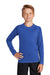 Sport-Tek YST470LS Youth Rashguard Moisture Wicking Long Sleeve Crewneck T-Shirt True Royal Blue Model Front