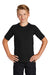 Sport-Tek YST470 Youth Rashguard Moisture Wicking Short Sleeve Crewneck T-Shirt Black Model Front