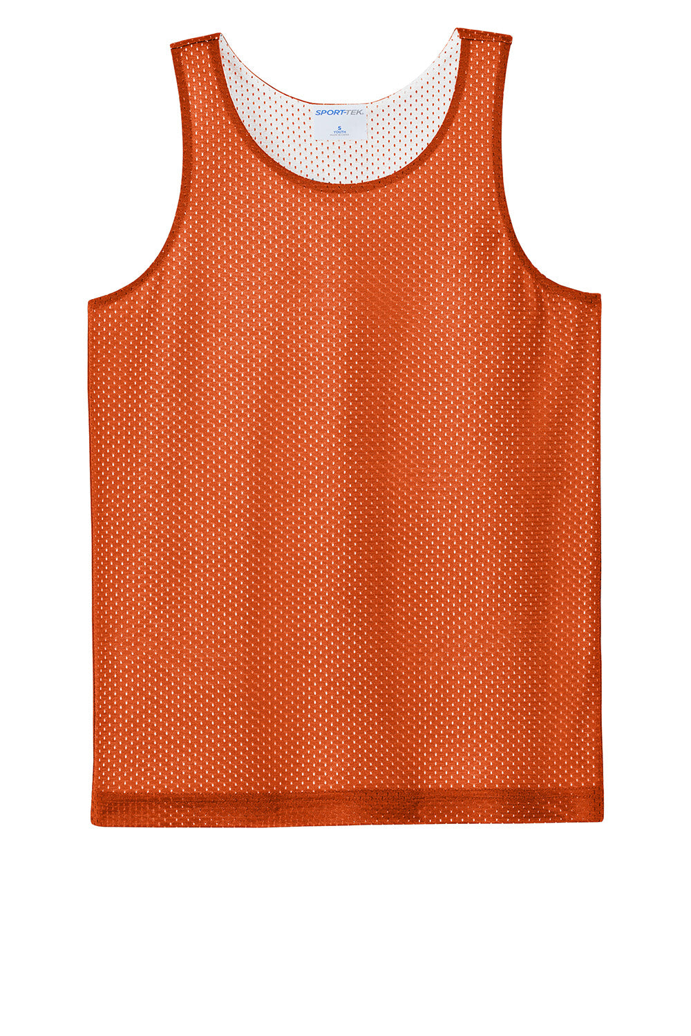 Sport-Tek YST5000 Youth PosiCharge Reversible Mesh Tank Top Deep Orange/White Flat Front