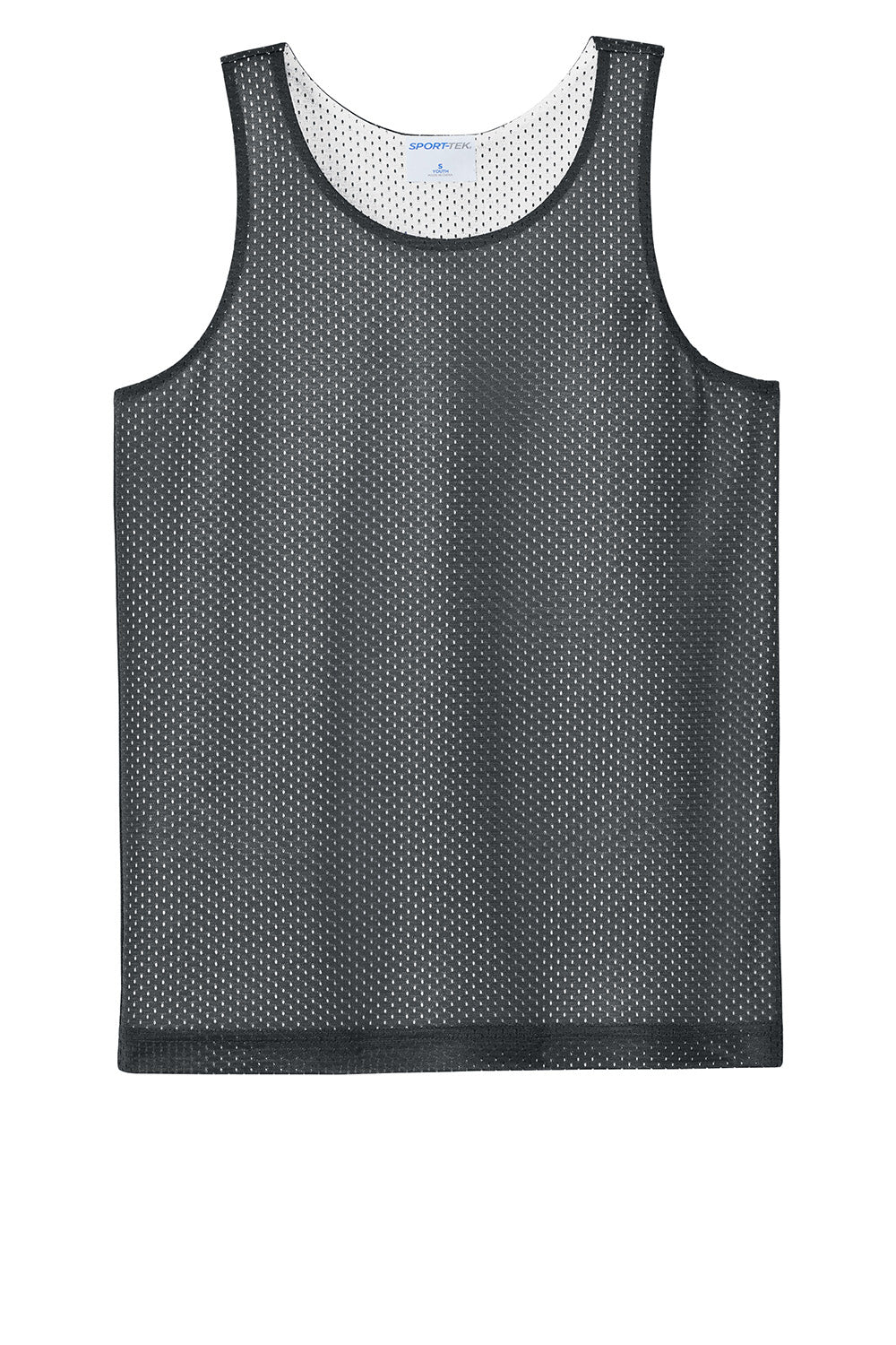 Sport-Tek YST5000 Youth PosiCharge Reversible Mesh Tank Top Iron Grey/White Flat Front