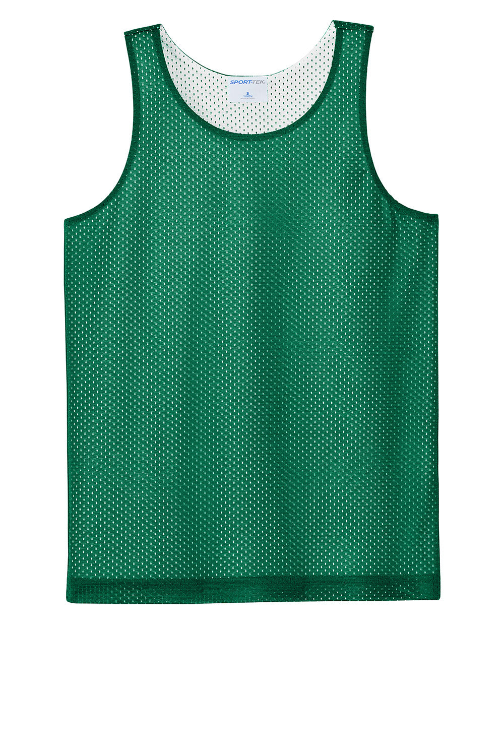 Sport-Tek YST5000 Youth PosiCharge Reversible Mesh Tank Top Kelly Green/White Flat Front