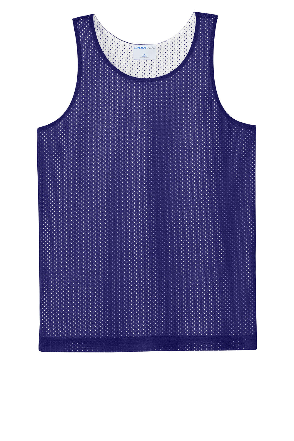 Sport-Tek YST5000 Youth PosiCharge Reversible Mesh Tank Top Purple/White Flat Front