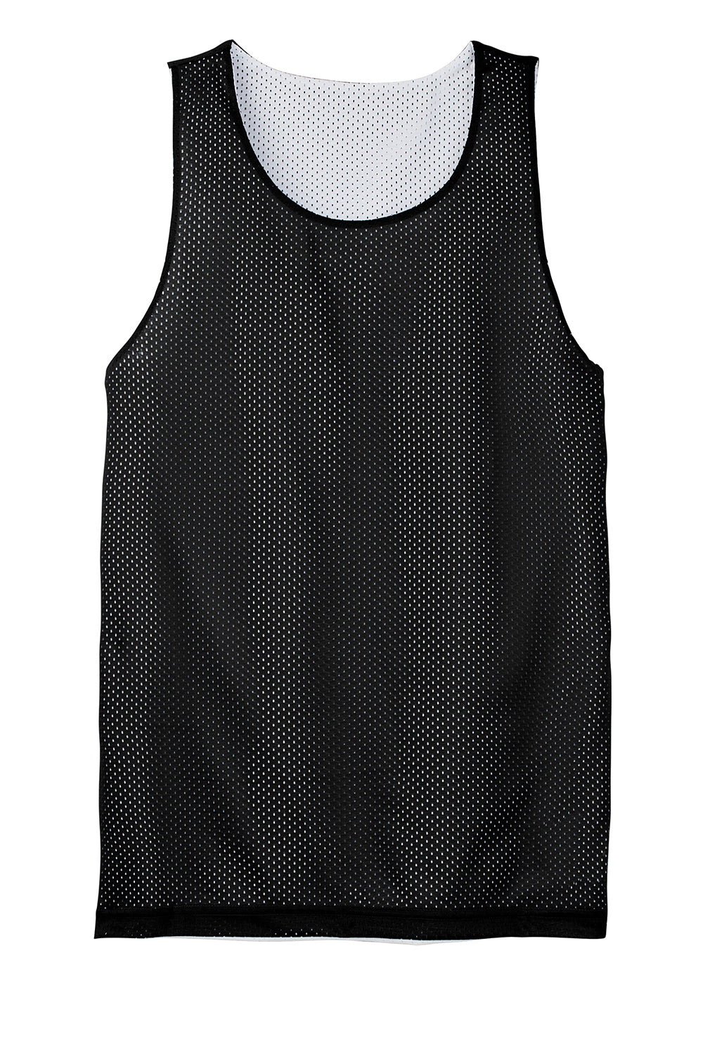 Sport-Tek YST500 Youth Reversible Mesh Moisture Wicking Tank Top Black Flat Front