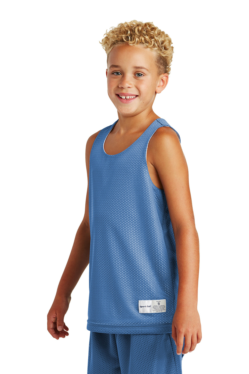 Sport-Tek YST500 Youth Reversible Mesh Moisture Wicking Tank Top Carolina Blue Model 3q