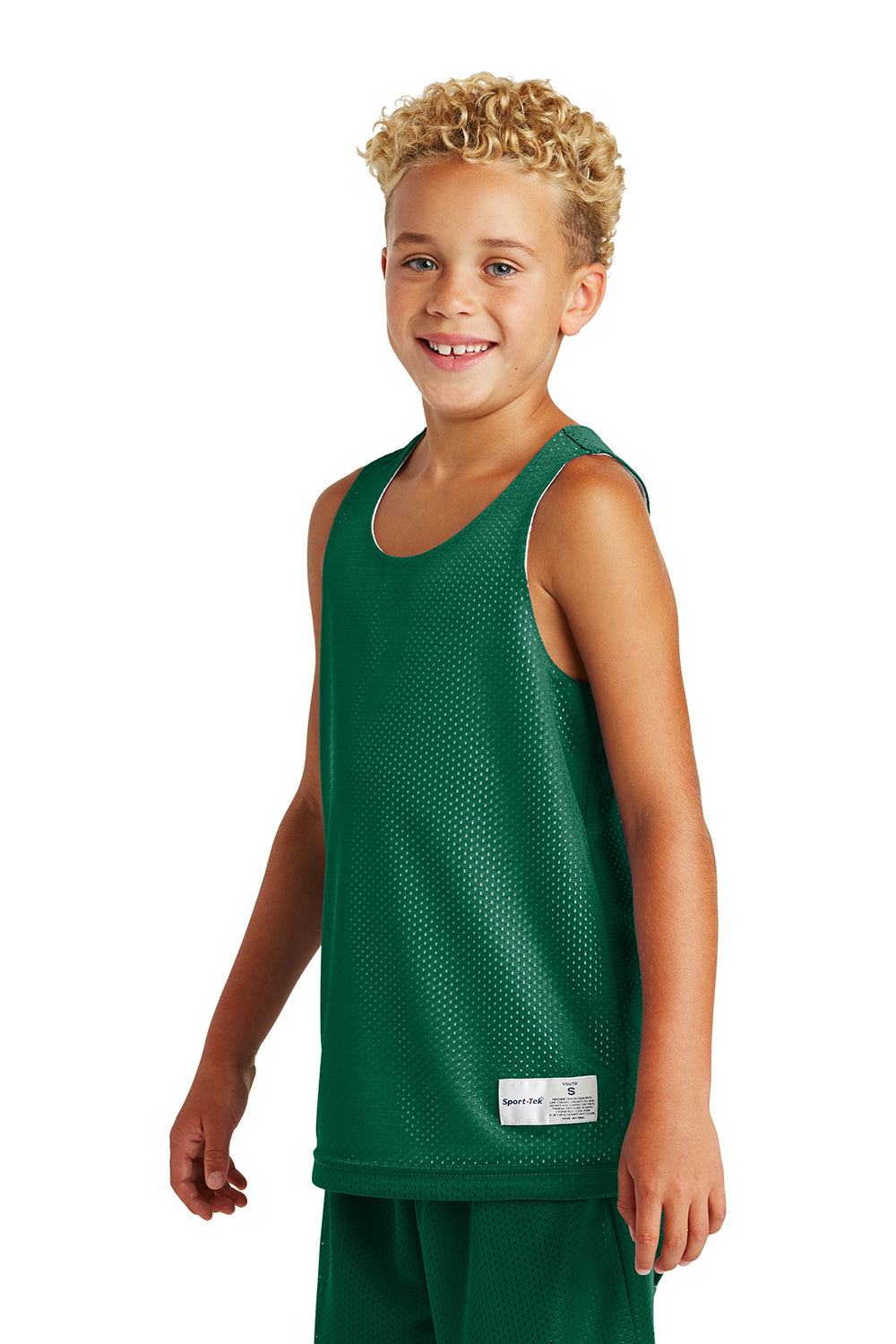 Sport-Tek YST500 Youth Reversible Mesh Moisture Wicking Tank Top Kelly Green Model 3q