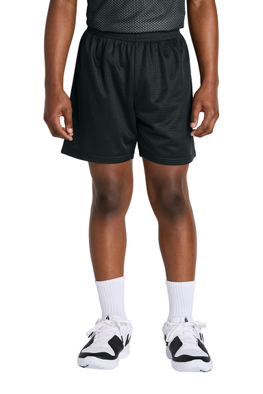 Sport-Tek YST5100 Youth PosiCharge Mesh Athletic Shorts Black Model Front