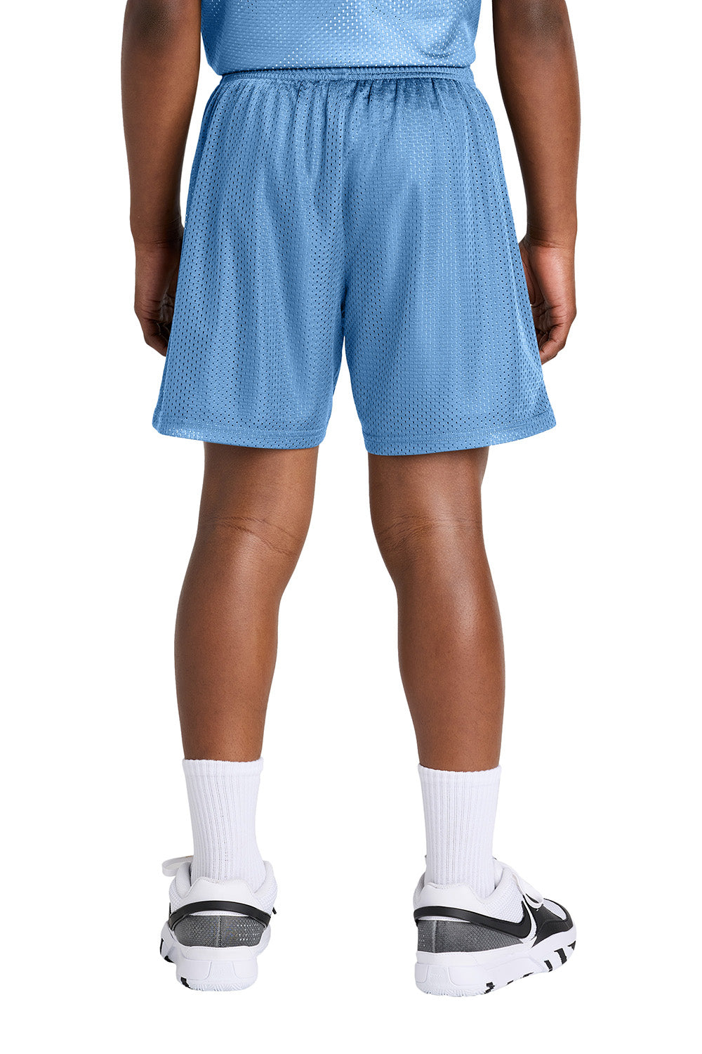 Sport-Tek YST5100 Youth PosiCharge Mesh Athletic Shorts Carolina Blue Model Back