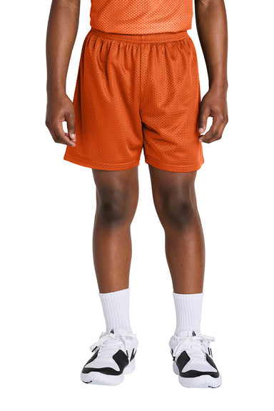 Sport-Tek YST5100 Youth PosiCharge Mesh Athletic Shorts Deep Orange Model Front