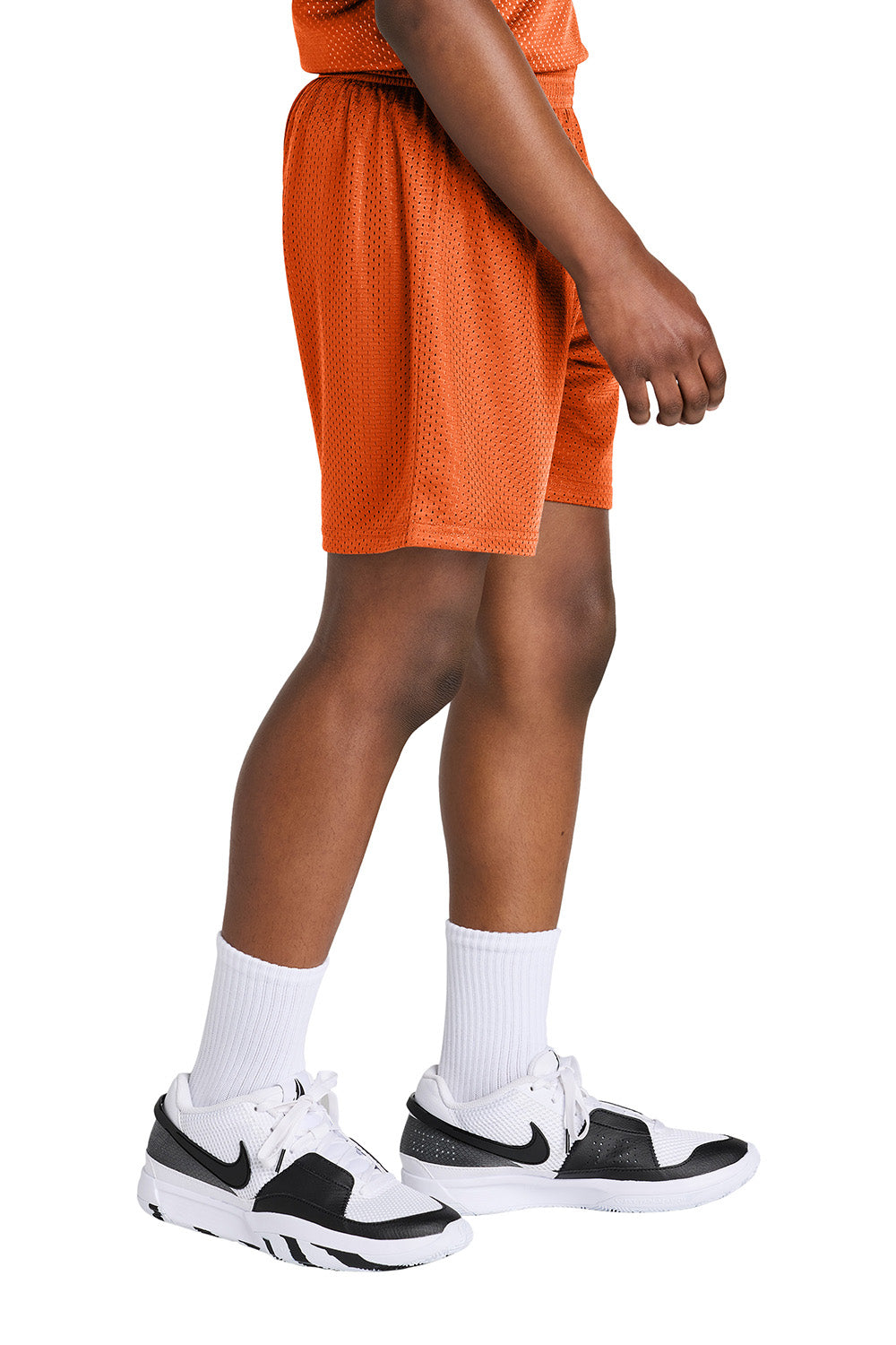 Sport-Tek YST5100 Youth PosiCharge Mesh Athletic Shorts Deep Orange Model Side