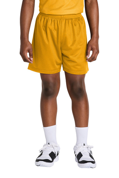 Sport-Tek YST5100 Youth PosiCharge Mesh Athletic Shorts Gold Model Front