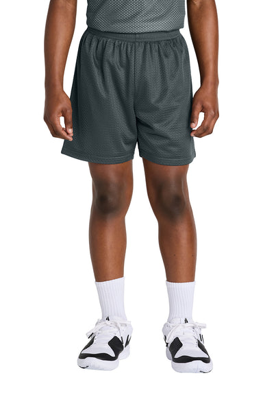 Sport-Tek YST5100 Youth PosiCharge Mesh Athletic Shorts Iron Grey Model Front