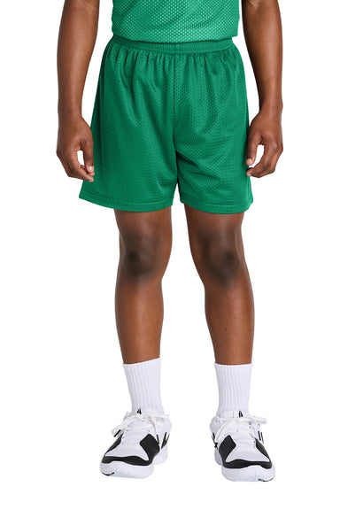 Sport-Tek YST5100 Youth PosiCharge Mesh Athletic Shorts Kelly Green Model Front