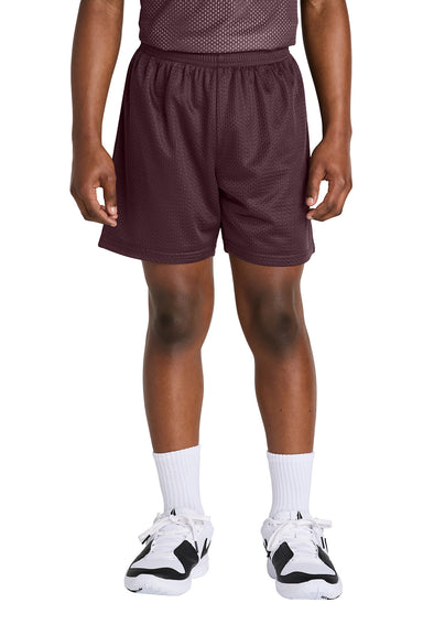 Sport-Tek YST5100 Youth PosiCharge Mesh Athletic Shorts Maroon Model Front