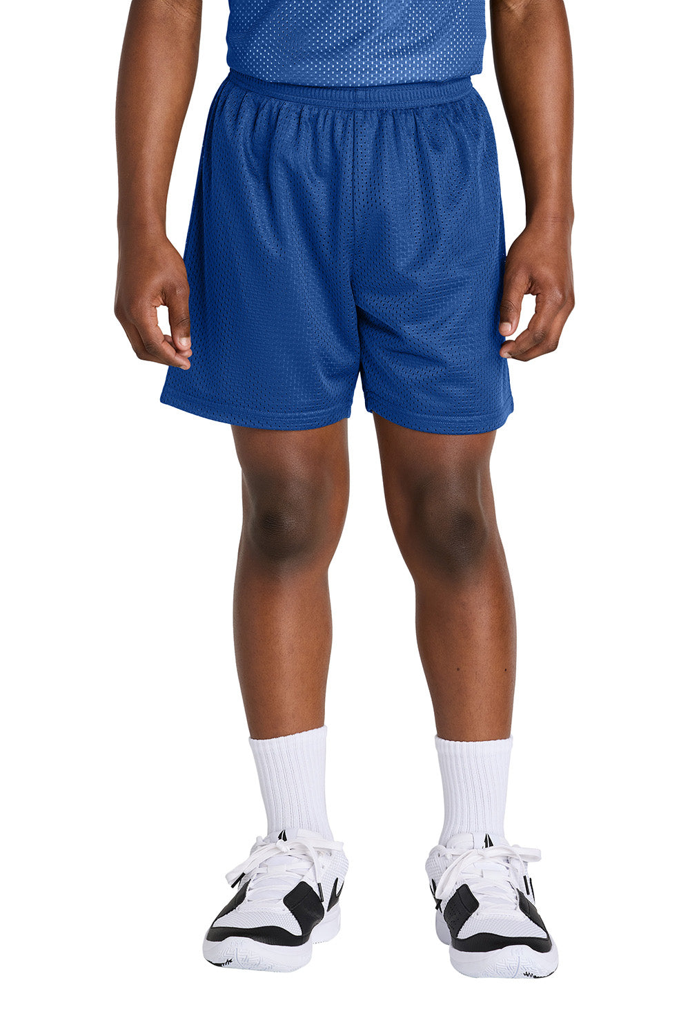 Sport-Tek YST5100 Youth PosiCharge Mesh Athletic Shorts True Royal Blue Model Front