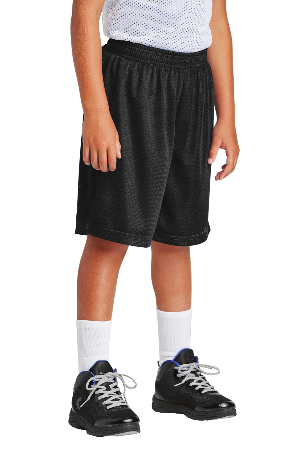 Sport-Tek YST510 Youth Moisture Wicking Classic Mesh Shorts Black Model 3q